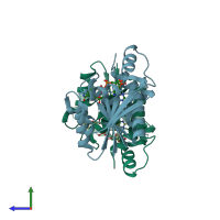 PDB 4s1o coloured by chain and viewed from the side.