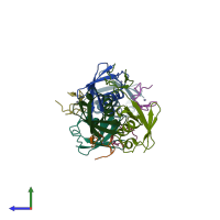 PDB entry 4s1z coloured by chain, side view.