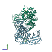 PDB entry 4s21 coloured by chain, side view.