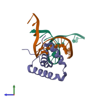 PDB entry 4s2q coloured by chain, side view.