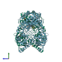 PDB entry 4s2t coloured by chain, side view.