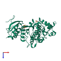 PDB entry 4s33 coloured by chain, top view.