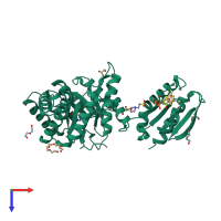 PDB entry 4s38 coloured by chain, top view.