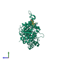 PDB entry 4s3b coloured by chain, side view.