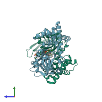 PDB 4s3m coloured by chain and viewed from the side.
