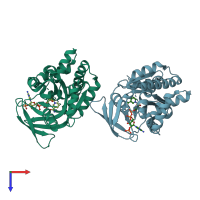 PDB entry 4s3m coloured by chain, top view.