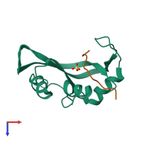 PDB entry 4srn coloured by chain, top view.