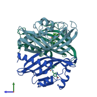 PDB entry 4std coloured by chain, side view.