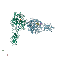 PDB entry 4tf4 coloured by chain, front view.