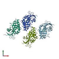 PDB entry 4tjw coloured by chain, front view.