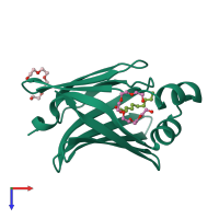 PDB entry 4tjz coloured by chain, top view.