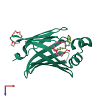 PDB entry 4tkb coloured by chain, top view.