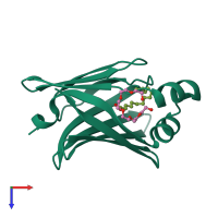 PDB entry 4tkh coloured by chain, top view.