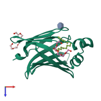 PDB entry 4tkj coloured by chain, top view.