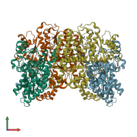 PDB entry 4tku coloured by chain, front view.