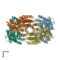 PDB entry 4tku coloured by chain, top view.