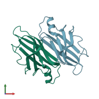 PDB entry 4tkw coloured by chain, front view.