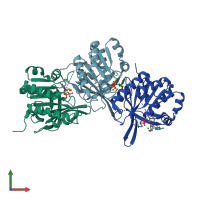 PDB entry 4tl6 coloured by chain, front view.