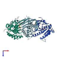 PDB entry 4tl6 coloured by chain, top view.