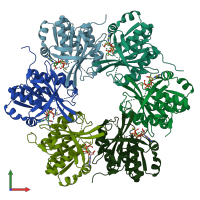 PDB entry 4tl9 coloured by chain, front view.