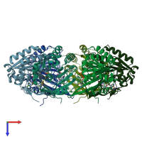 PDB entry 4tlb coloured by chain, top view.