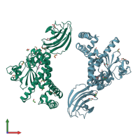 PDB entry 4tlg coloured by chain, front view.