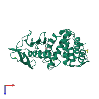 PDB entry 4tli coloured by chain, top view.