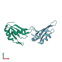 PDB entry 4tlq coloured by chain, front view.
