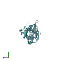 PDB entry 4tlq coloured by chain, side view.
