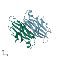 PDB entry 4tls coloured by chain, front view.