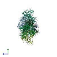 PDB entry 4tlv coloured by chain, side view.
