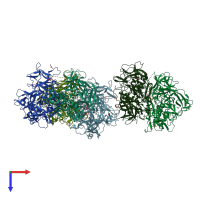 PDB entry 4tlv coloured by chain, top view.