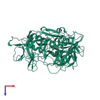 PDB entry 4tlw coloured by chain, top view.