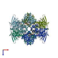 PDB entry 4tlx coloured by chain, top view.