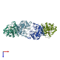 PDB entry 4tmb coloured by chain, top view.