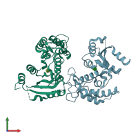 PDB entry 4tmf coloured by chain, front view.