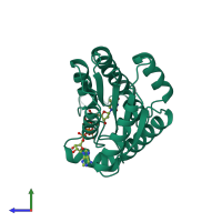 PDB entry 4tmk coloured by chain, side view.