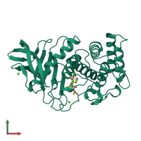 PDB entry 4tmn coloured by chain, front view.