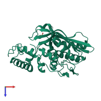 PDB entry 4tms coloured by chain, top view.