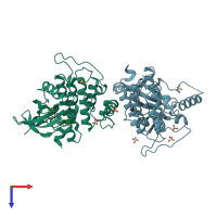 PDB entry 4tn6 coloured by chain, top view.