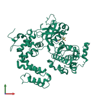 PDB entry 4tnb coloured by chain, front view.