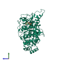 PDB entry 4tnd coloured by chain, side view.