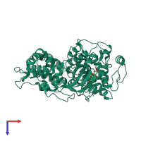PDB entry 4tnd coloured by chain, top view.