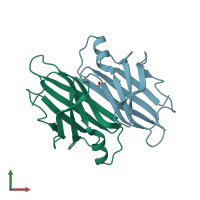 PDB entry 4tne coloured by chain, front view.