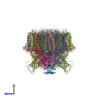 PDB entry 4tnk coloured by chain, side view.