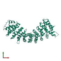 PDB entry 4tnm coloured by chain, front view.
