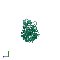 PDB entry 4tnm coloured by chain, side view.