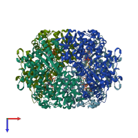 PDB entry 4tnp coloured by chain, top view.