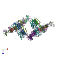 PDB entry 4tnv coloured by chain, top view.