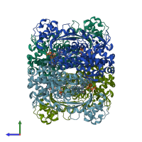 PDB entry 4to0 coloured by chain, side view.
